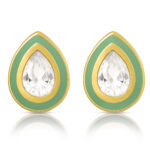 Mint Green DewDrop Pendant Set in Gold Finish - Image 2