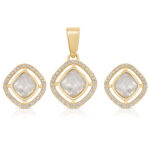 Elegant White Stone Pendant & Earring Set - Image 2