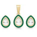 Bottle Green Dewdrop Crystal Pendant Set - Image 2