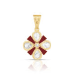Ruby Bloom Floral Pendant Set in Gold Finish - Image 4