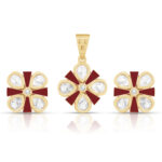 Ruby Bloom Floral Pendant Set in Gold Finish - Image 2