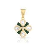 Emerald Bloom Floral Pendant Set in Gold Finish - Image 4