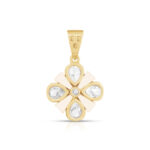 Mint Bloom Teardrop Pendant Set in Gold Finish - Image 4