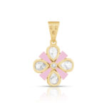 Blush Bloom Teardrop Pendant Set in Gold Finish - Image 4