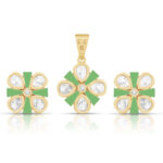 Blush Petal Radiance Pendant Set in Gold Finish - Image 2