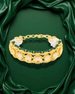 Pearl & Bottle Green Beaded Moti Kada - Image 3