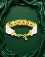 Pearl & Bottle Green Beaded Moti Kada - Image 2