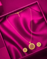 Floral Gold-Plated Chain Pendant & Earring Set