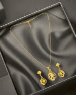 Elegant Gold-Toned Paisley Pendant Set with Earrings