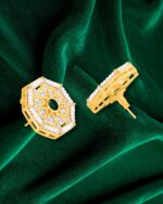 Octagon Stud Earrings and Bottle Green Center