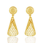 Golden Filigree Cone Chain Pendant & Earring Set - Image 4