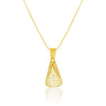 Golden Filigree Cone Chain Pendant & Earring Set - Image 3
