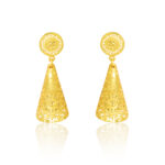 Cone Drop Antique Gold Pendant Set with Circular Tops - Image 4