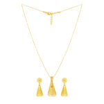 Cone Drop Antique Gold Pendant Set with Circular Tops - Image 2