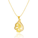 Elegant Gold-Toned Paisley Pendant Set with Earrings - Image 5