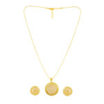 Floral Gold-Plated Chain Pendant & Earring Set - Image 2