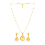 Elegant Gold-Toned Paisley Pendant Set with Earrings - Image 2