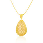 Elegant Tear Drop Antique Gold Pendant Set - Image 3