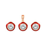 Bold Red Enamel Crystal Pendant Set