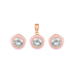 Soft Pink Enamel Crystal Pendant Set