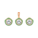 Mint Green Enamel Crystal Pendant Set