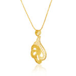 Elegant Gold-Toned Paisley Pendant Set with Earrings - Image 4