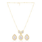 White Dewdrop Chain Pendant & Earring Set - Image 2