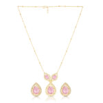 Pink Dewdrop Chain Pendant & Earring Set - Image 2