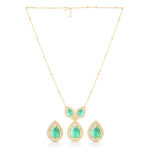 Sea Green Dewdrop Chain Pendant & Earring Set - Image 2