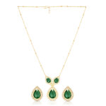 Royal Bottle Green Chain Pendant & Earring Set - Image 2