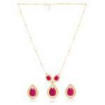 Rich Ruby Pink Chain Pendant & Earring Set - Image 2