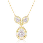White Dewdrop Chain Pendant & Earring Set - Image 3
