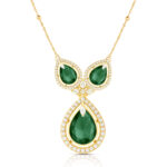 Royal Bottle Green Chain Pendant & Earring Set - Image 3