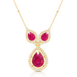 Rich Ruby Pink Chain Pendant & Earring Set - Image 3