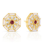 Octagon Stud Earrings with Ruby Red Center - Image 4
