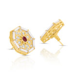 Octagon Stud Earrings with Ruby Red Center - Image 3