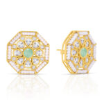 Octagon Floral Earrings and Light Green Center - Image 4