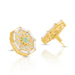 Octagon Floral Earrings and Light Green Center - Image 3