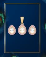Blush Bloom Drop Pendant Set in Gold Finish