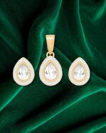 Pearl Frost Drop Pendant Set In Gold Finish