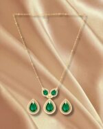 Royal Bottle Green Chain Pendant & Earring Set