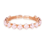 Rose Gold Mesh Bracelet with Clover Stones