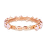Rose Gold Mesh Bracelet with Clover Stones - Image 3