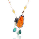 Raw Druzy & Pearl Beaded Necklace with Earrings - Image 5