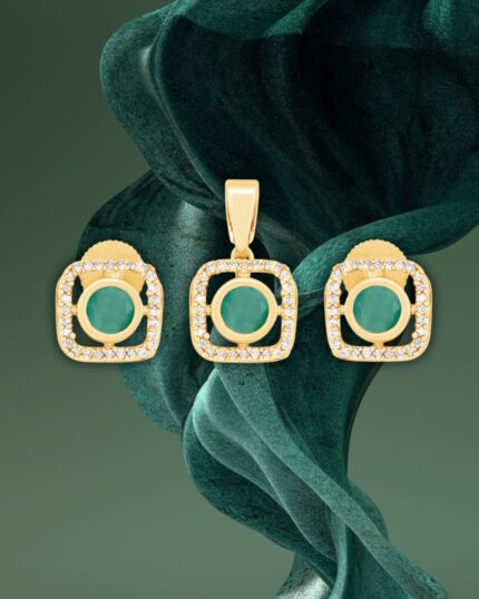 Ocean Bloom Pendant Set in Gold Finish