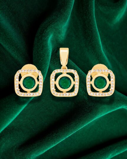Emerald Muse Pendant Set in Gold Finish