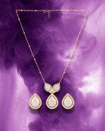 White Dewdrop Chain Pendant & Earring Set