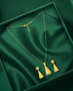 Cone Drop Antique Gold Pendant Set with Circular Tops